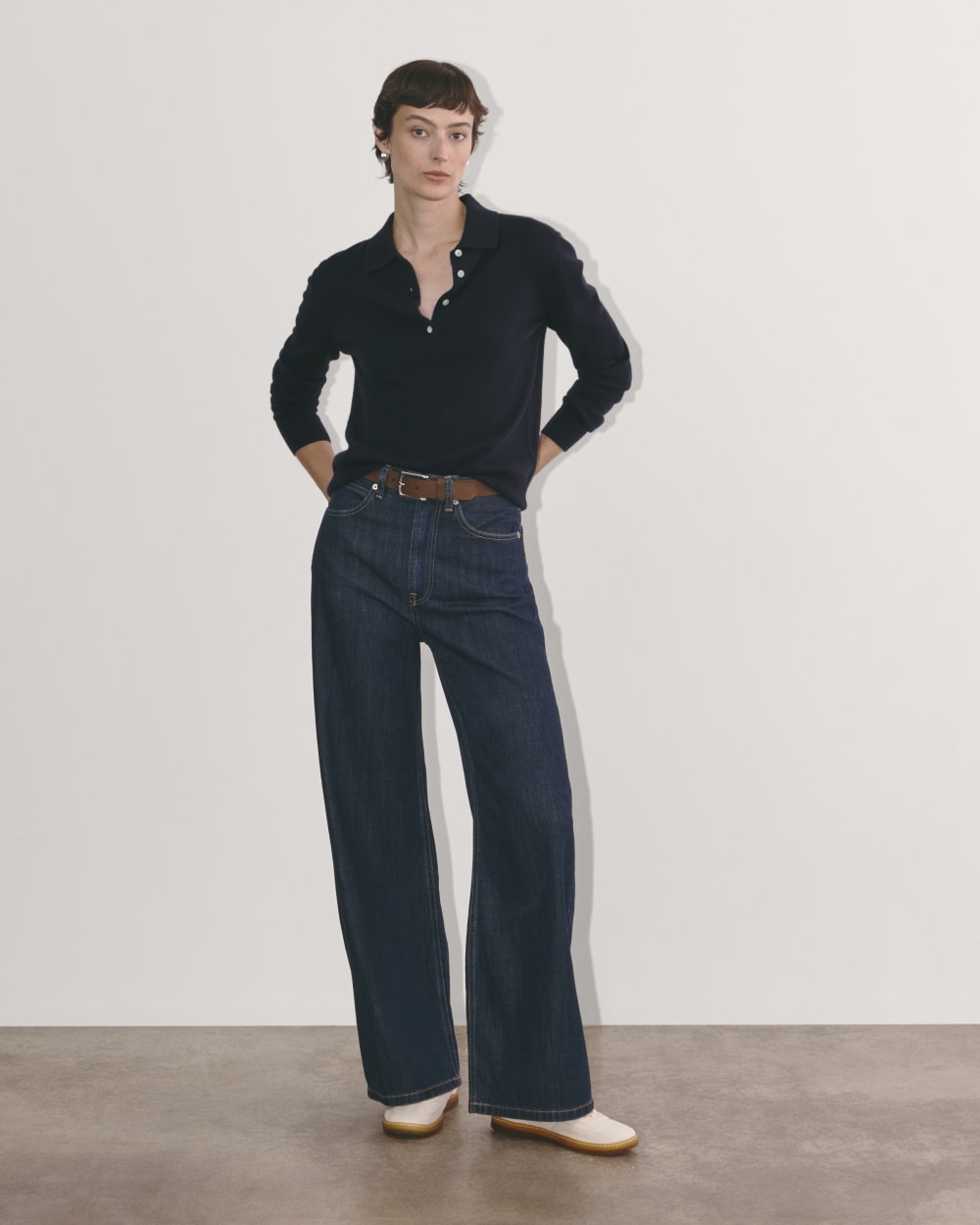 The Classic Polo in Cashmere in Navy — alternate view