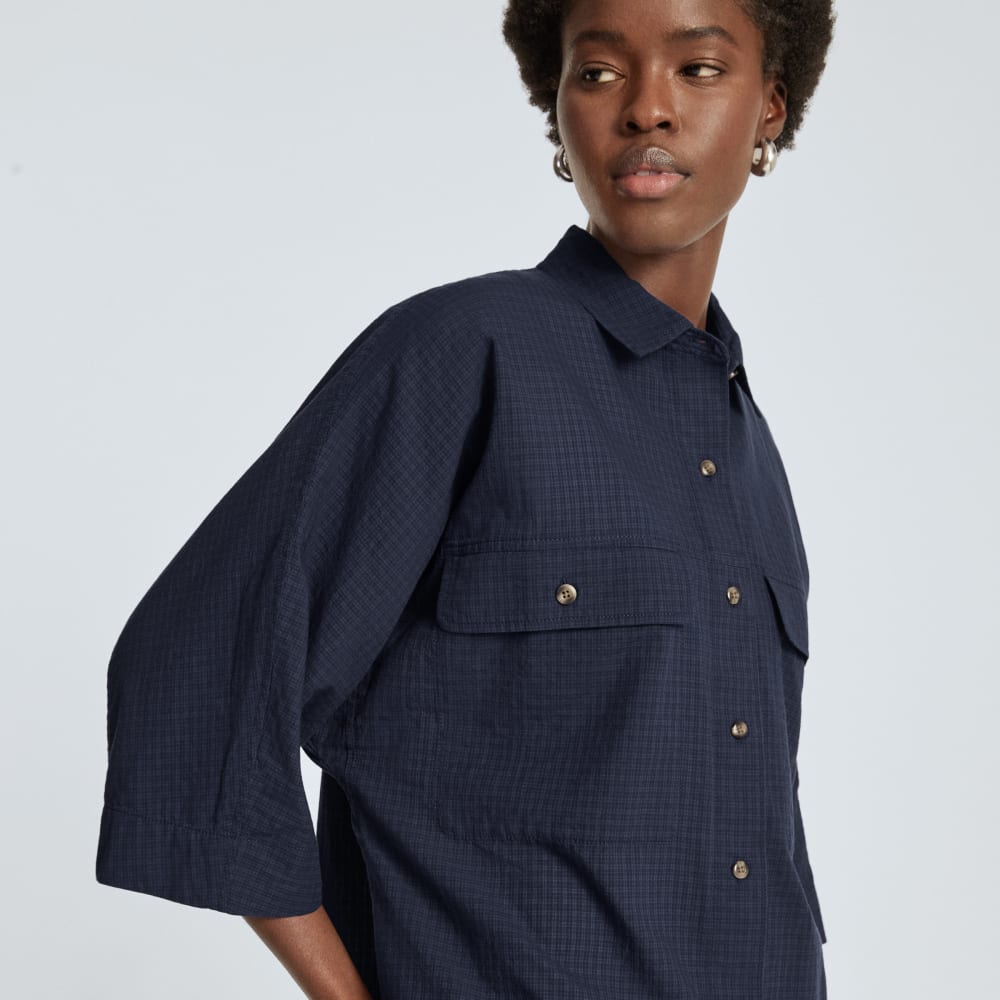 The Cotton Tourist Shirt in Navy — detail view