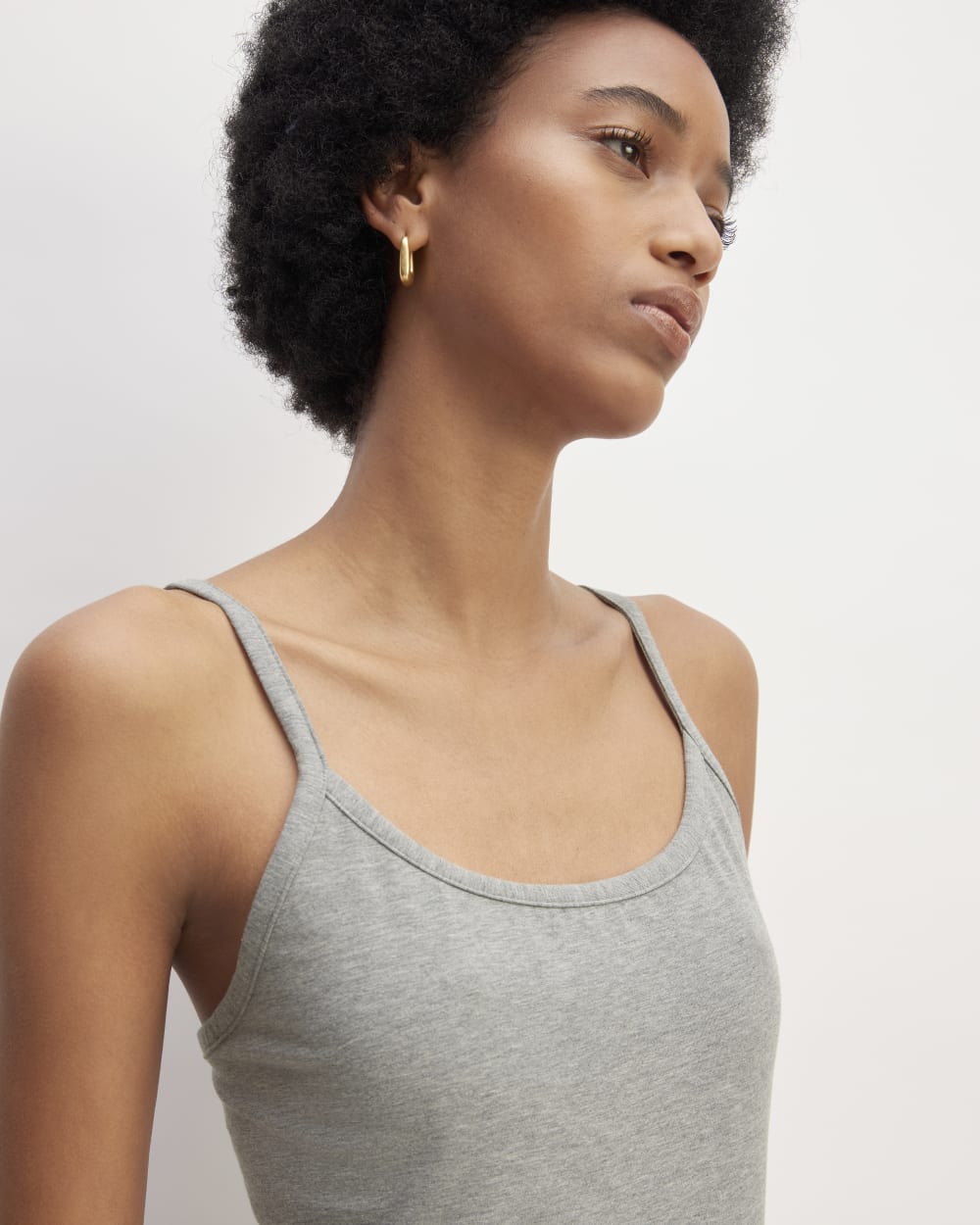 The Supima® Form Spaghetti Strap Cami in Mid Heather Grey — detail view