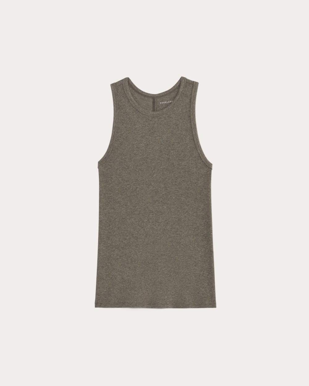 The Luxe Rib Racerback Tank in Heathered Fatigue — alternate view
