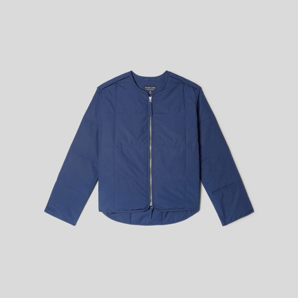 The Quilted Cotton Liner in Navy — alternate view