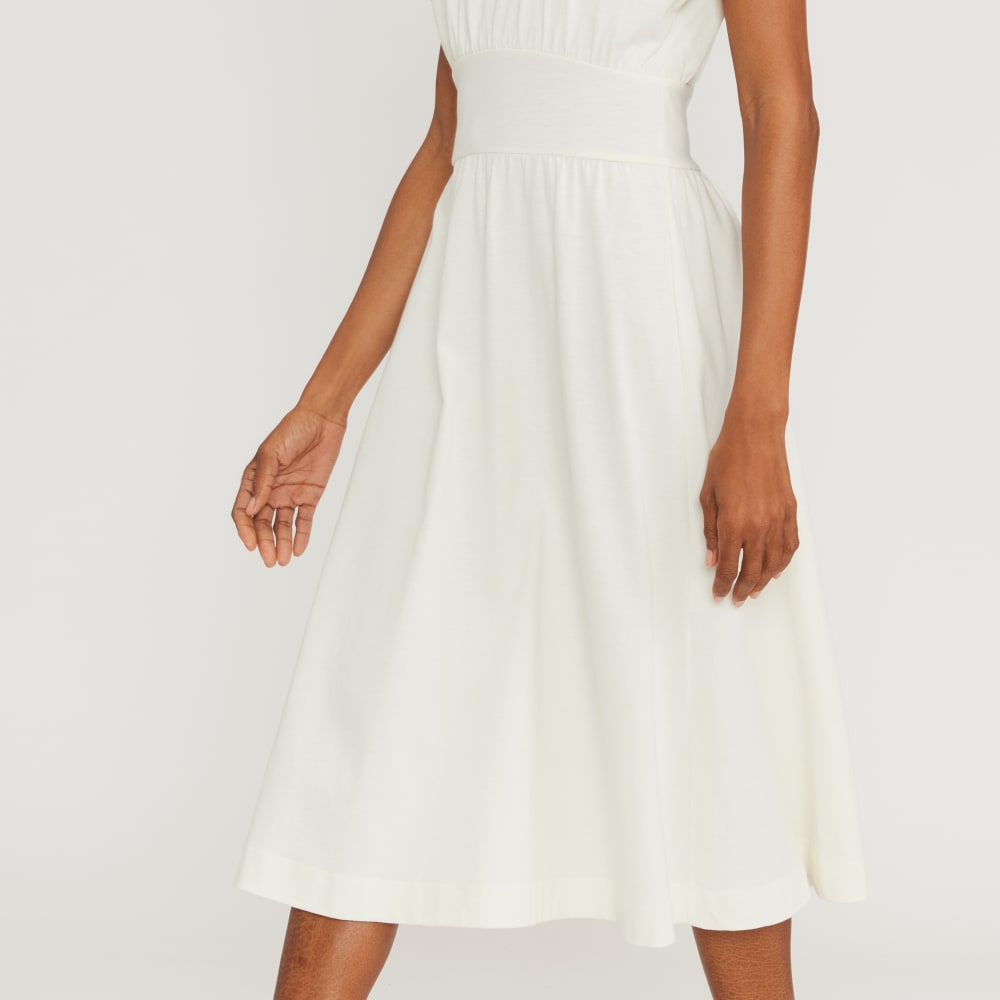The Organic Cotton Waisted Dress in Canvas — detail view