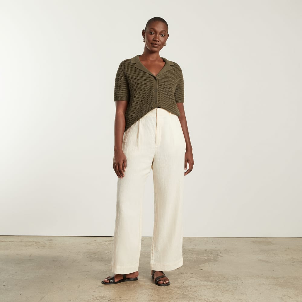 The Crochet Knit Polo in Beech — detail view