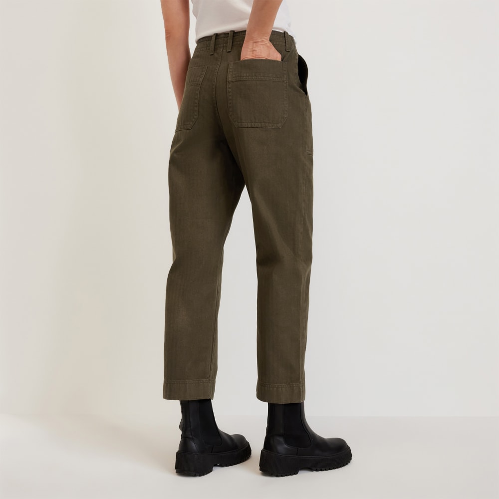 The Organic Cotton Herringbone Pant in Beech — detail view