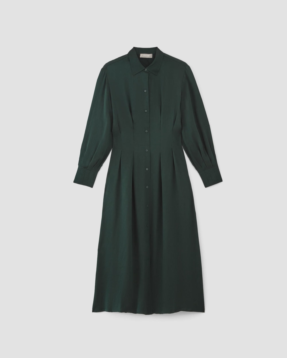 The Hammered Satin Shirt Dress in Scarab — alternate view