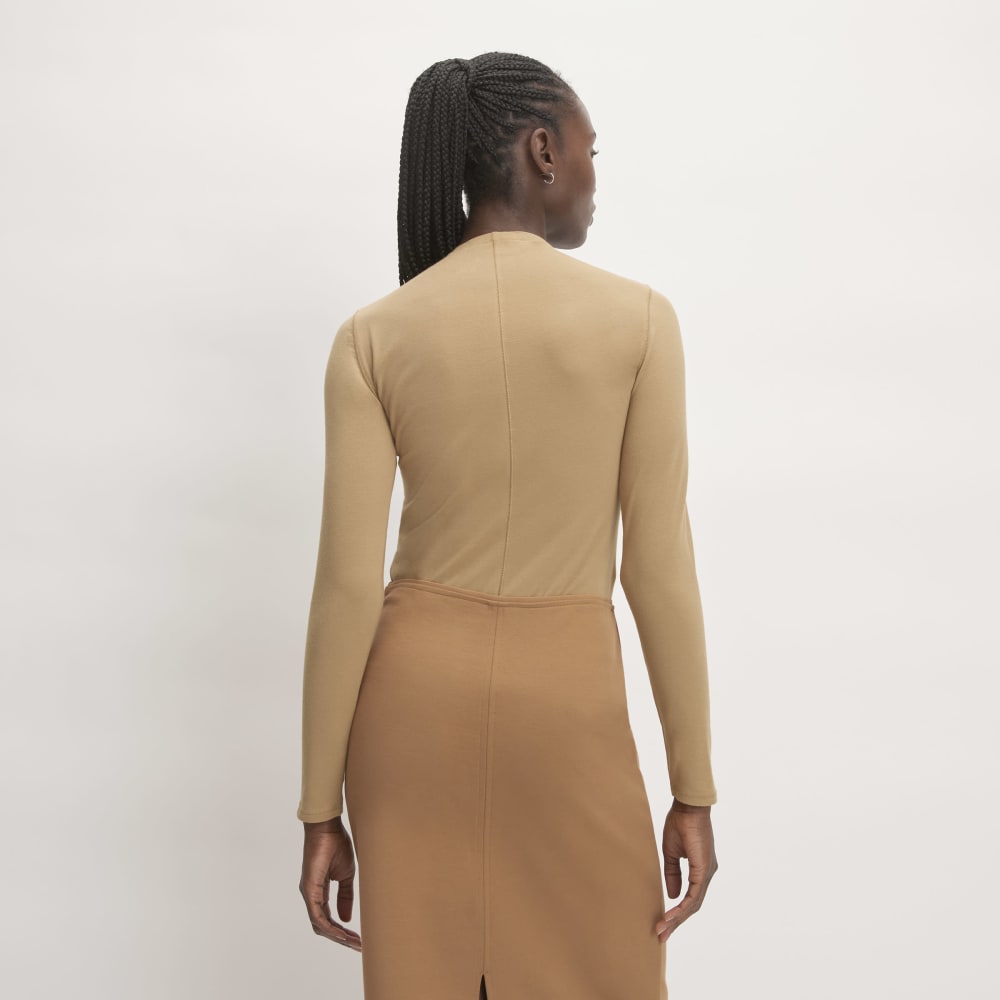 The Supima® Form Funnel Neck Tee in Tiger's Eye — detail view