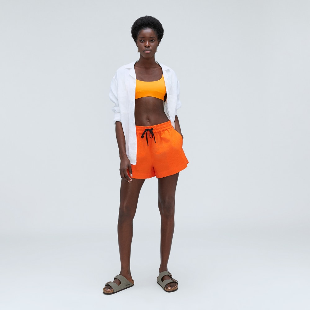 The Seersucker Boxer Short in Bright Orange — detail view