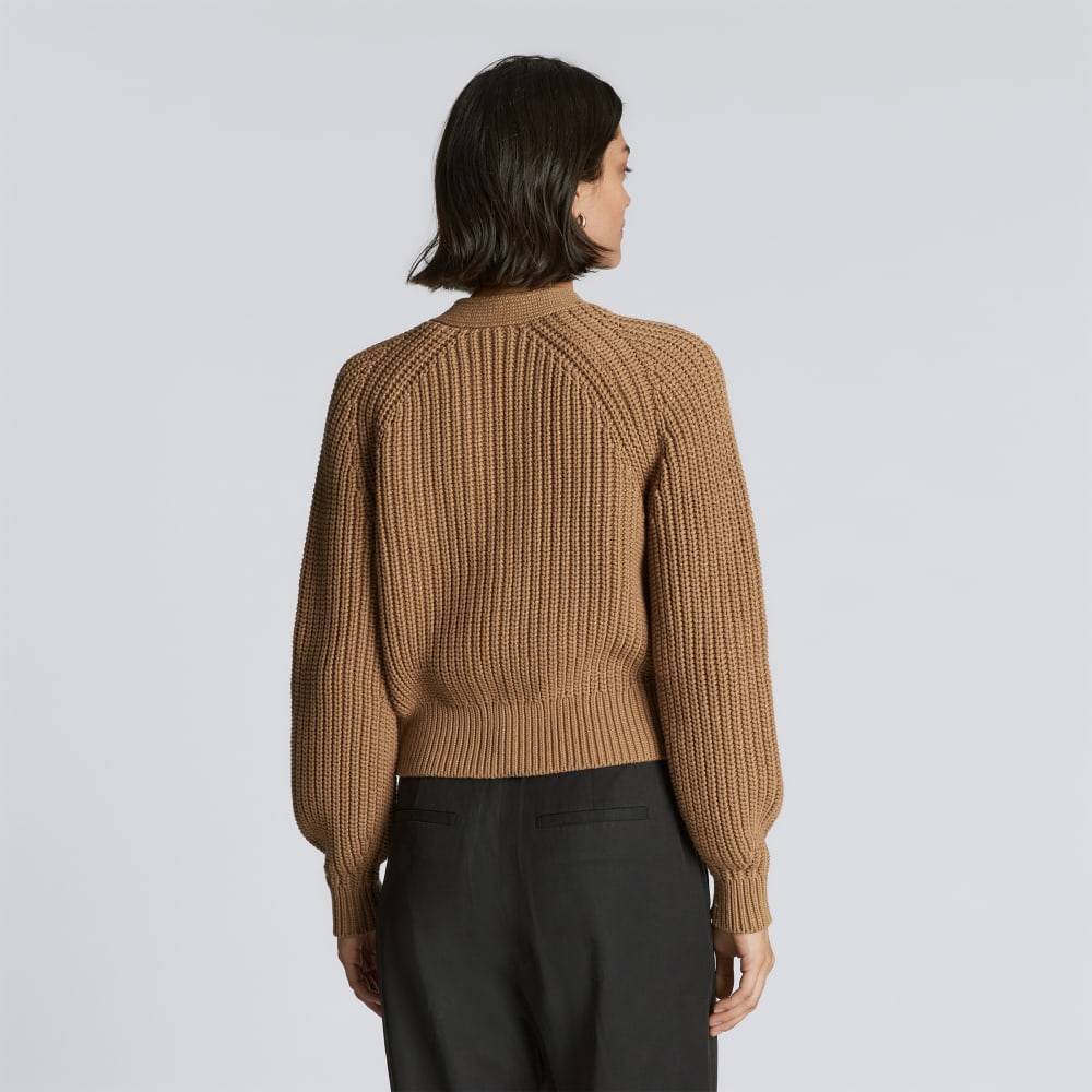 The Texture Cotton Cardigan in Cappuccino — detail view