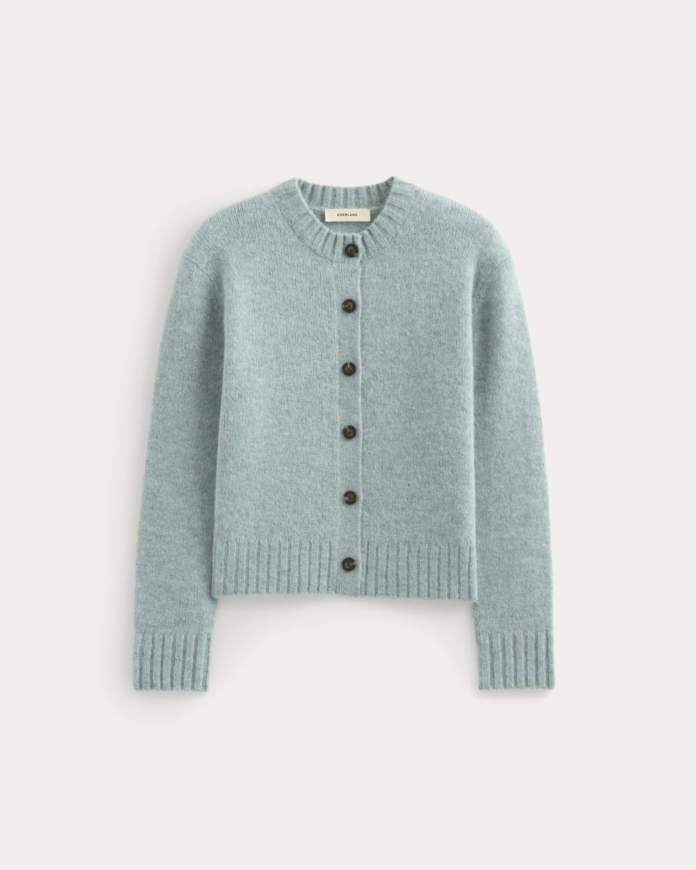 The Crew Cardigan in Alpaca in Heather Gray Mist — alternate view