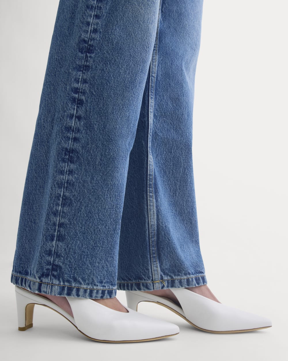 Pointed-Toe Slingback Heel in Snow — detail view