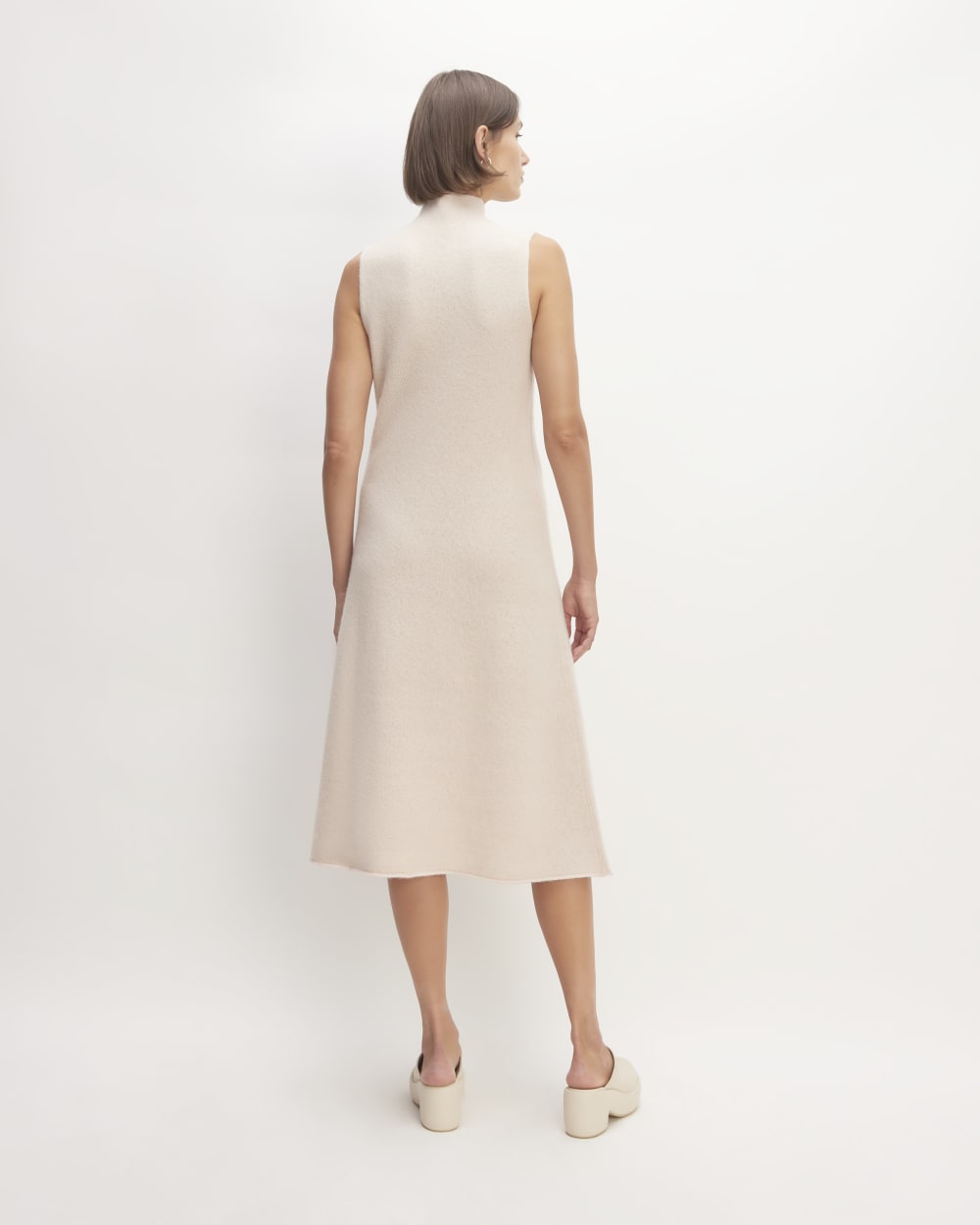 The Cozy-Stretch Sleeveless Midi Dress in Whisper Pink — detail view