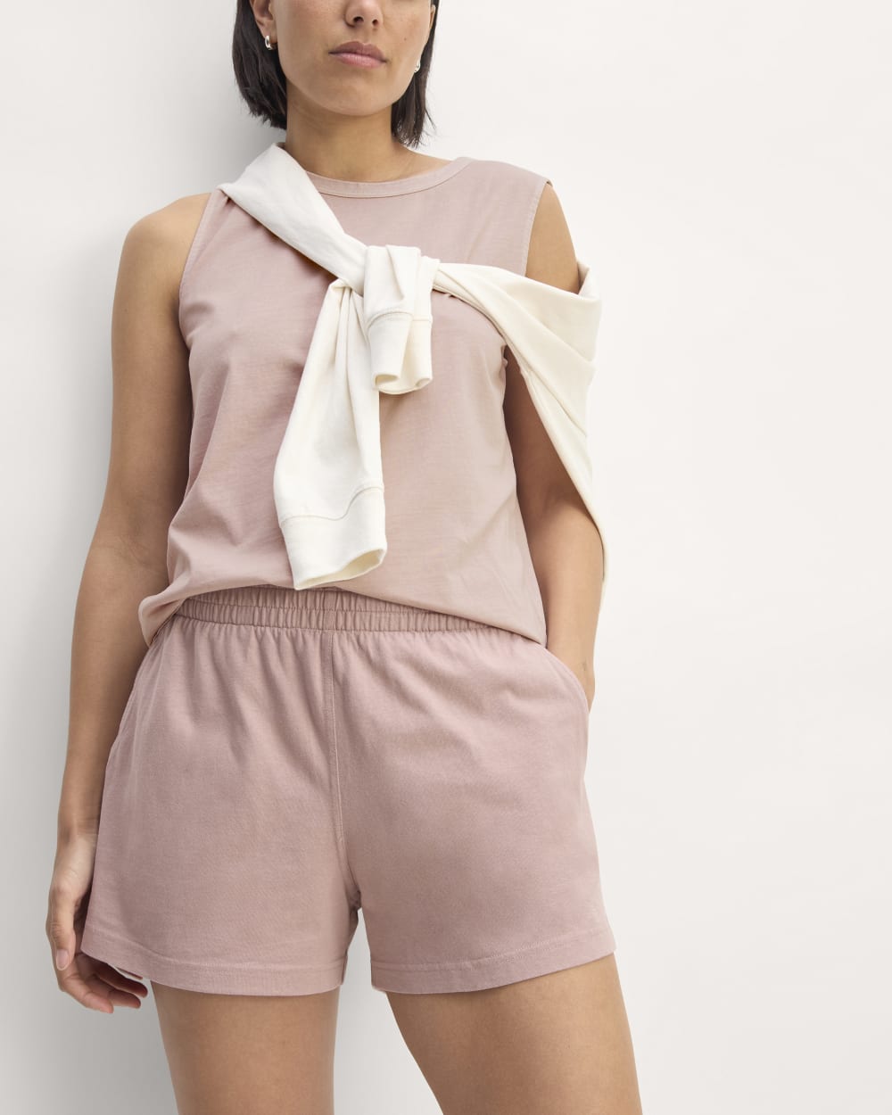The Off-Duty Short in Dusty Rose — detail view