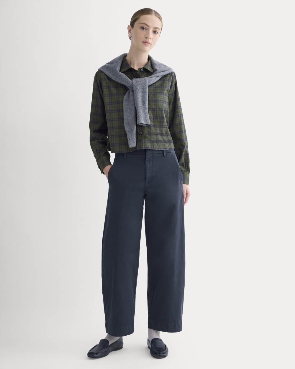 Cotton Twill Chino in Navy — front view