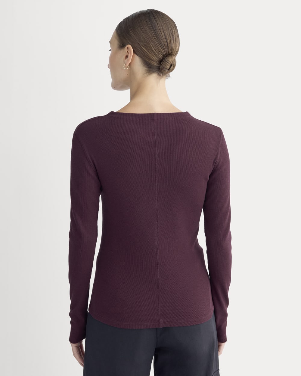 The Luxe Rib Funnel-Neck Tee in Heathered Port Royale — detail view
