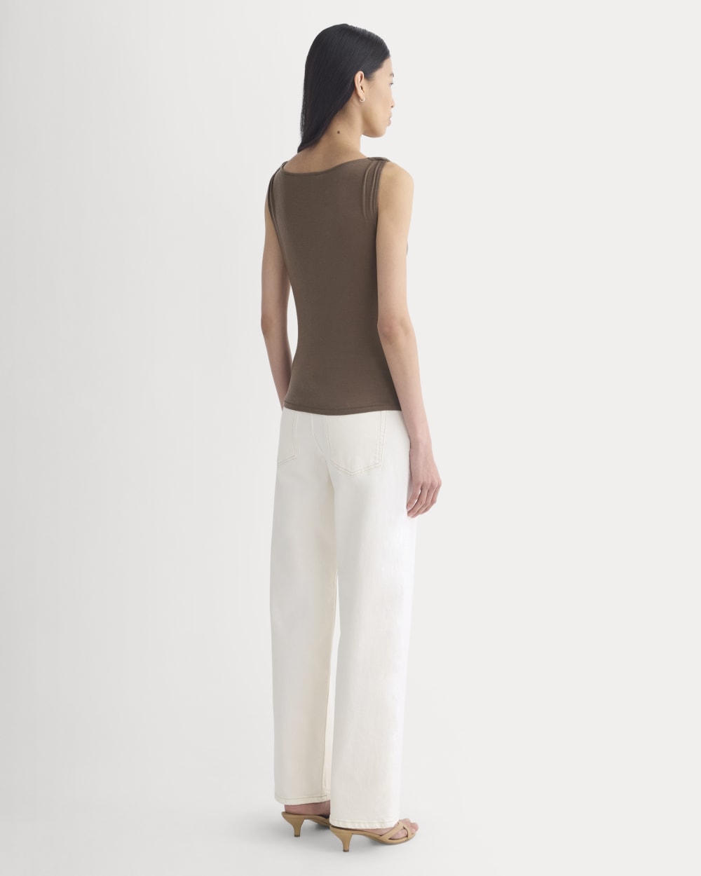 Cowl Neck Twist Tank in Butterluxe in Deep Taupe — detail view