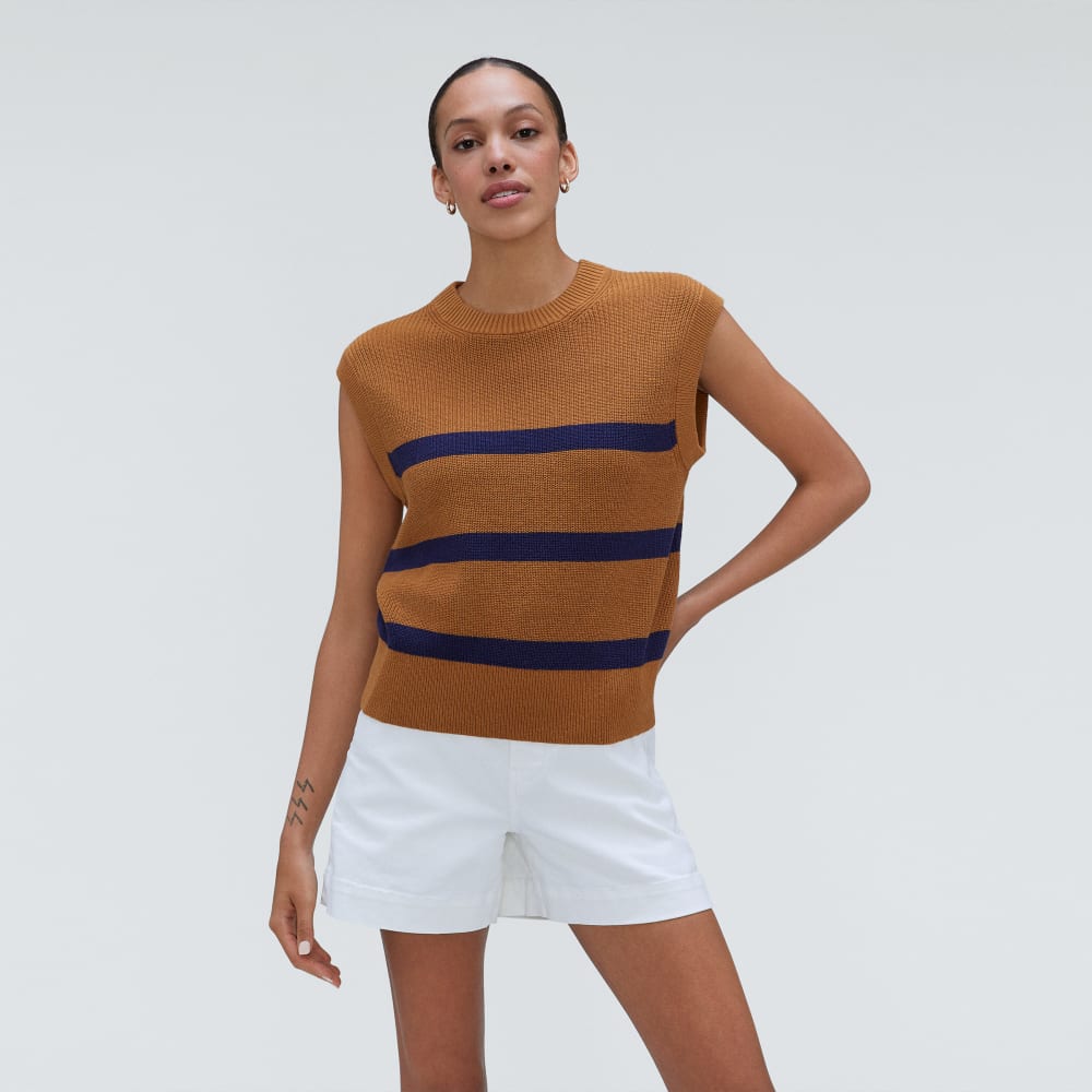 The Cotton Summer Sweater Tank in Caramel — alternate view