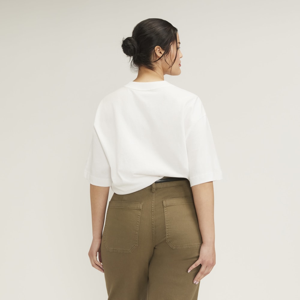 The Premium Weight Relaxed Tee in White — detail view