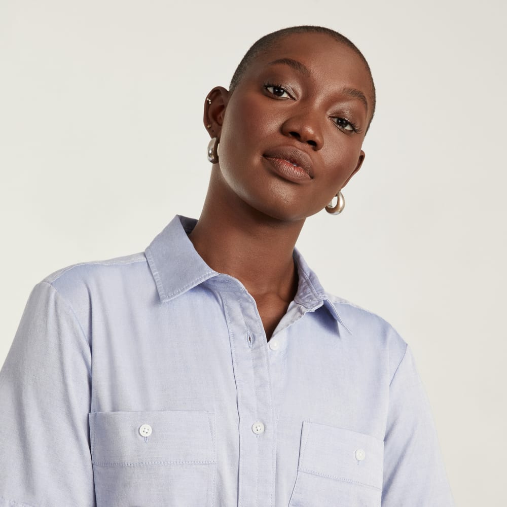 The Daytripper Dress in Slate Blue — detail view