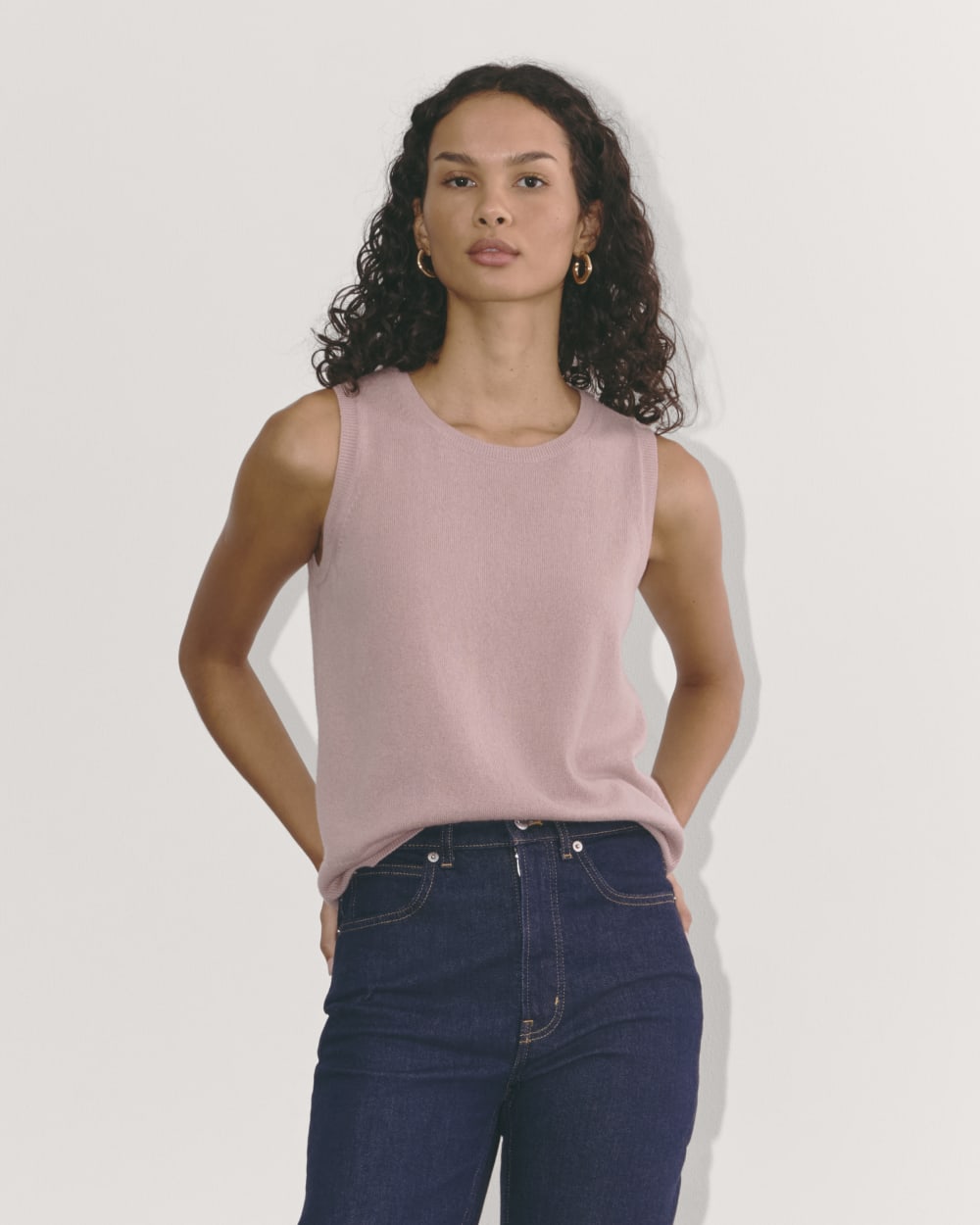 The Classic Tank in Cashmere in Dusty Rose — front view