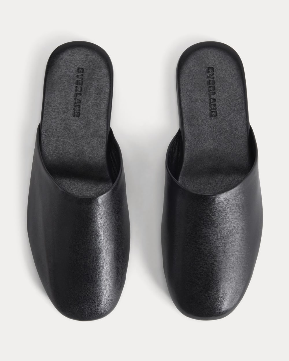 Glove Mule Slipper in Black Leather — detail view