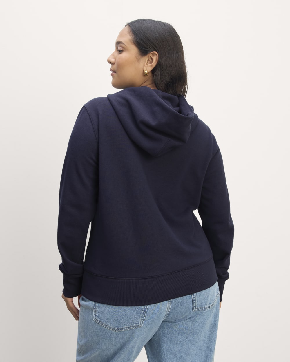 The Off-Duty Terry Hoodie in Navy — detail view