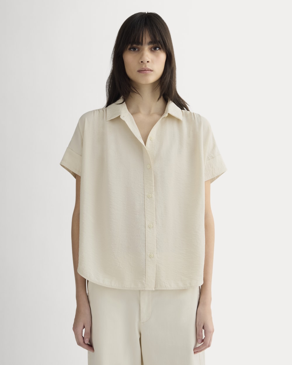 The Square Shirt in SoftLuxe in Sandshell — front view