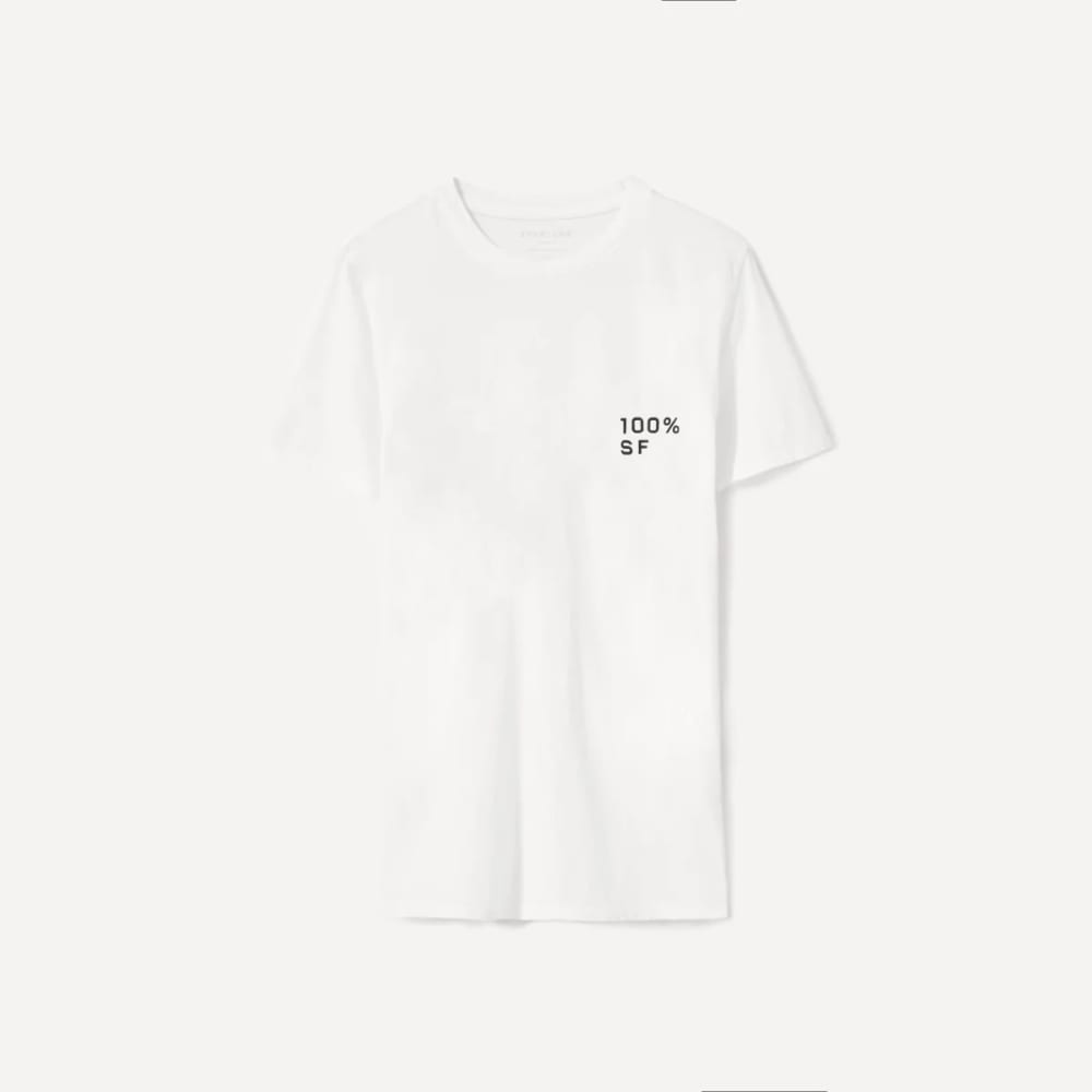 The 100% SF Cotton Box-Cut Tee in White / Black — alternate view