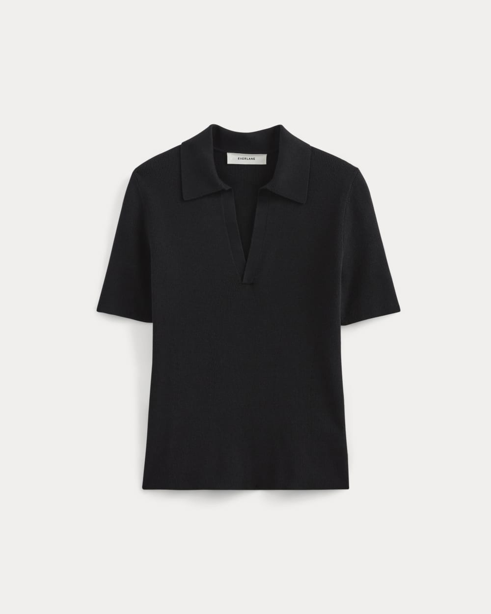 The Knit Polo in Black — alternate view