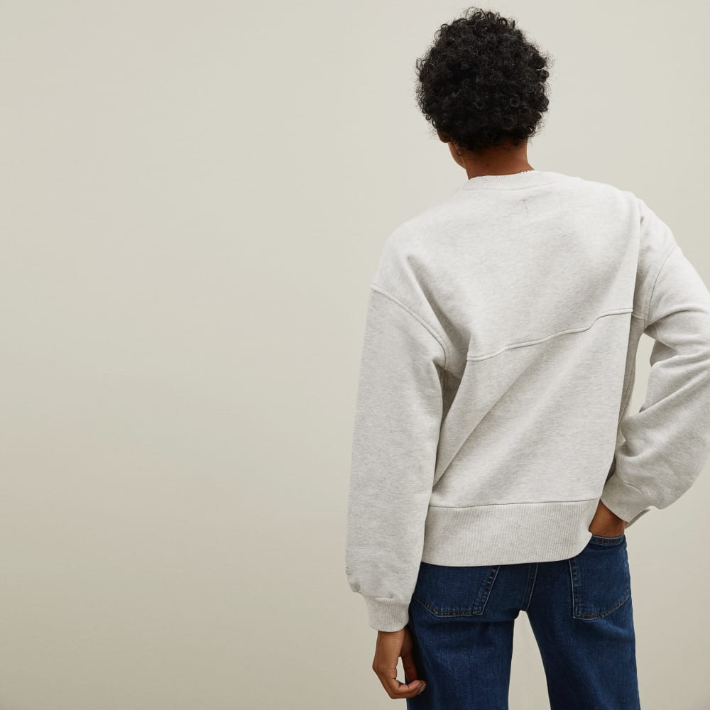 The Track Oversized Crew in Light Heather Grey — detail view