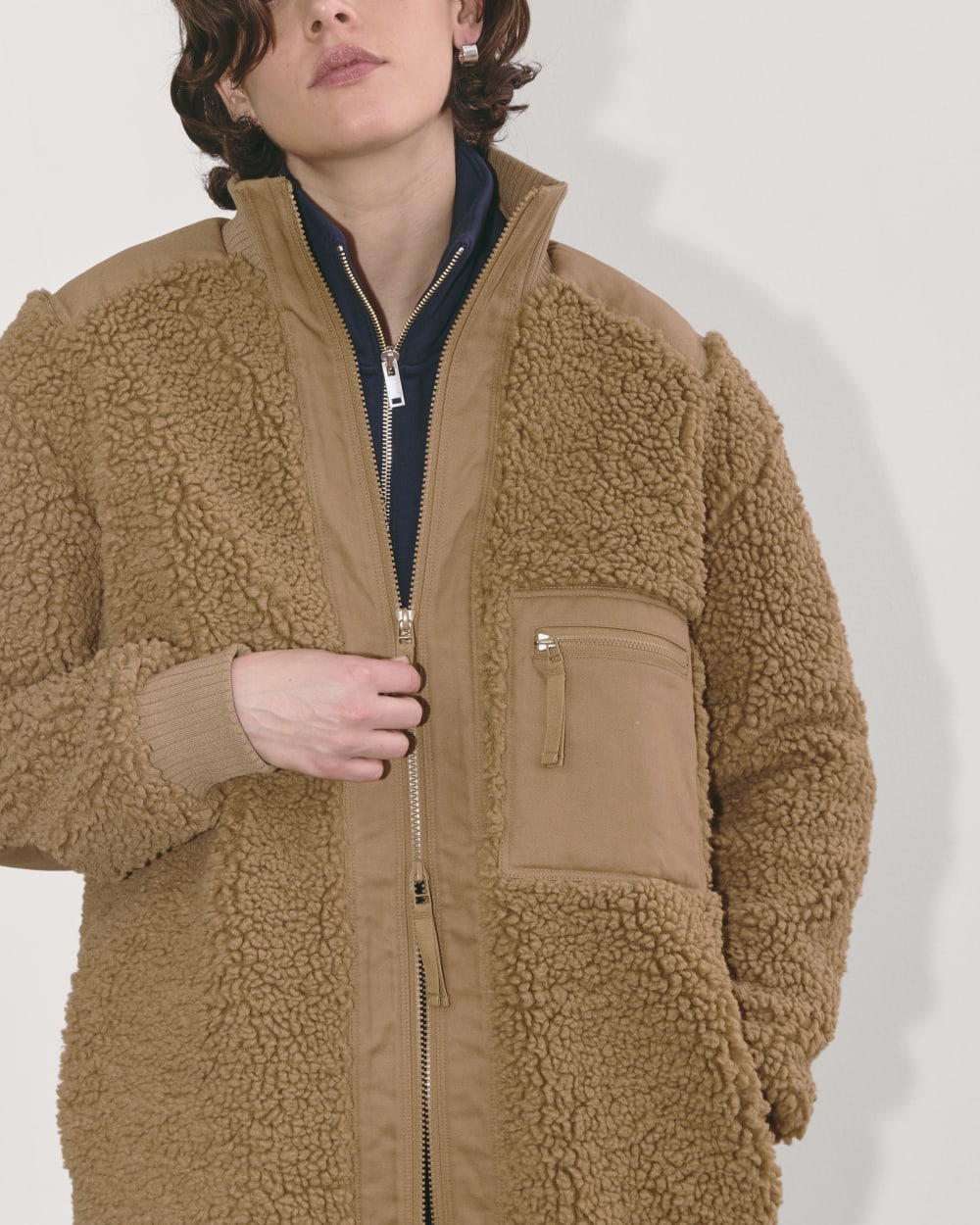 The Teddy Jacket in Toasted Coconut — detail view
