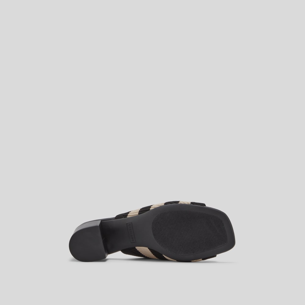 The Glove Mule in ReKnit in Black/ Parchment Stripe — detail view