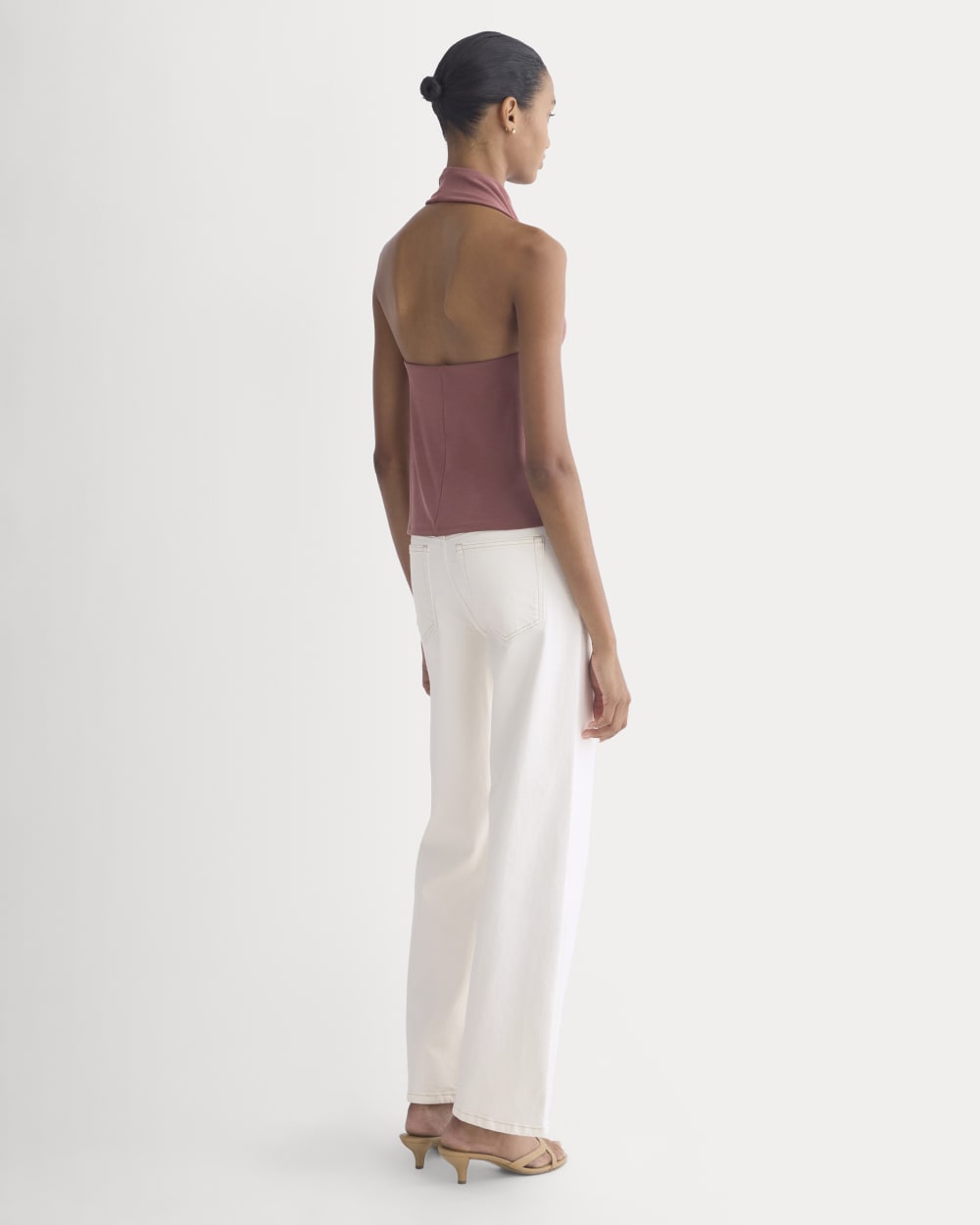 Halter Cowlneck Top in Butterknit in Washed Henna — detail view