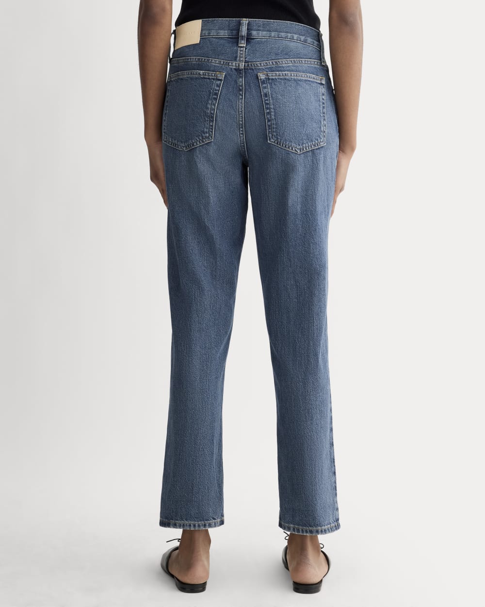 The Super-Soft Relaxed Jean in Mid Indigo — detail view