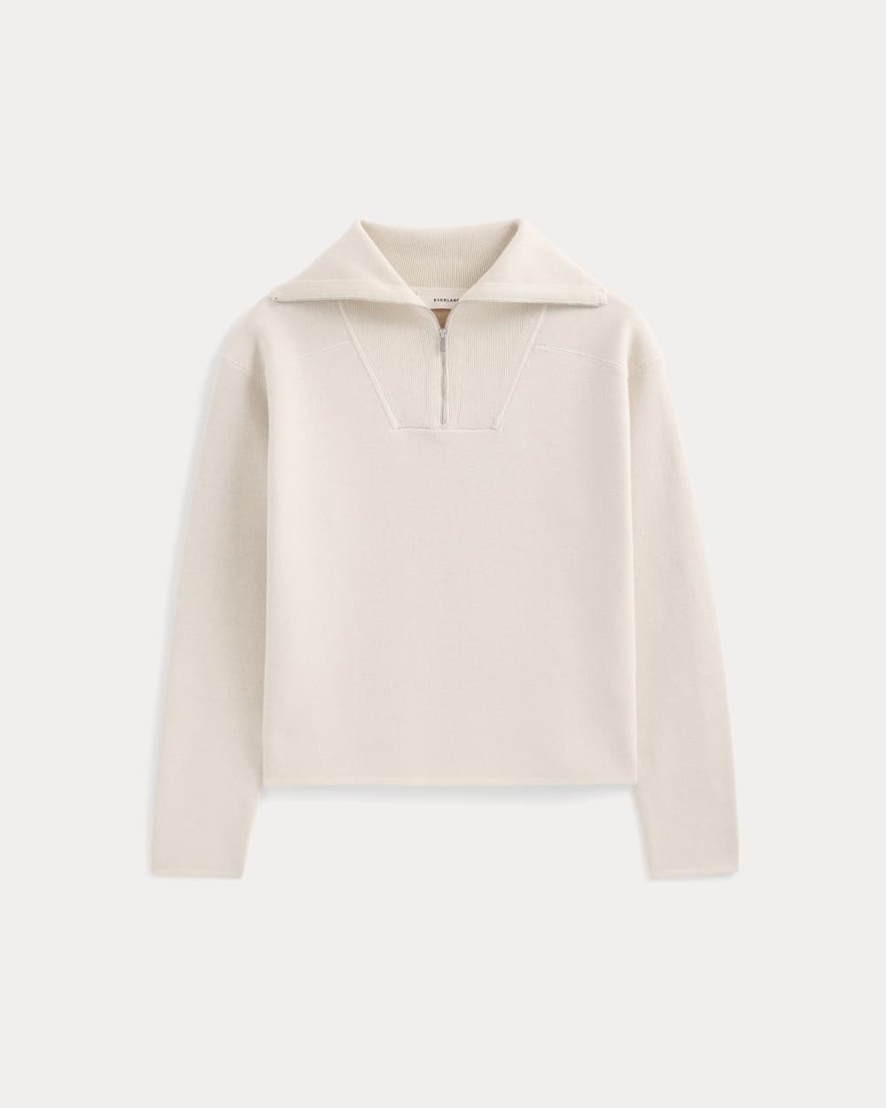 Double Knit Half-Zip in Cotton Merino in Bone/Cream/Sand/Light Camel — alternate view