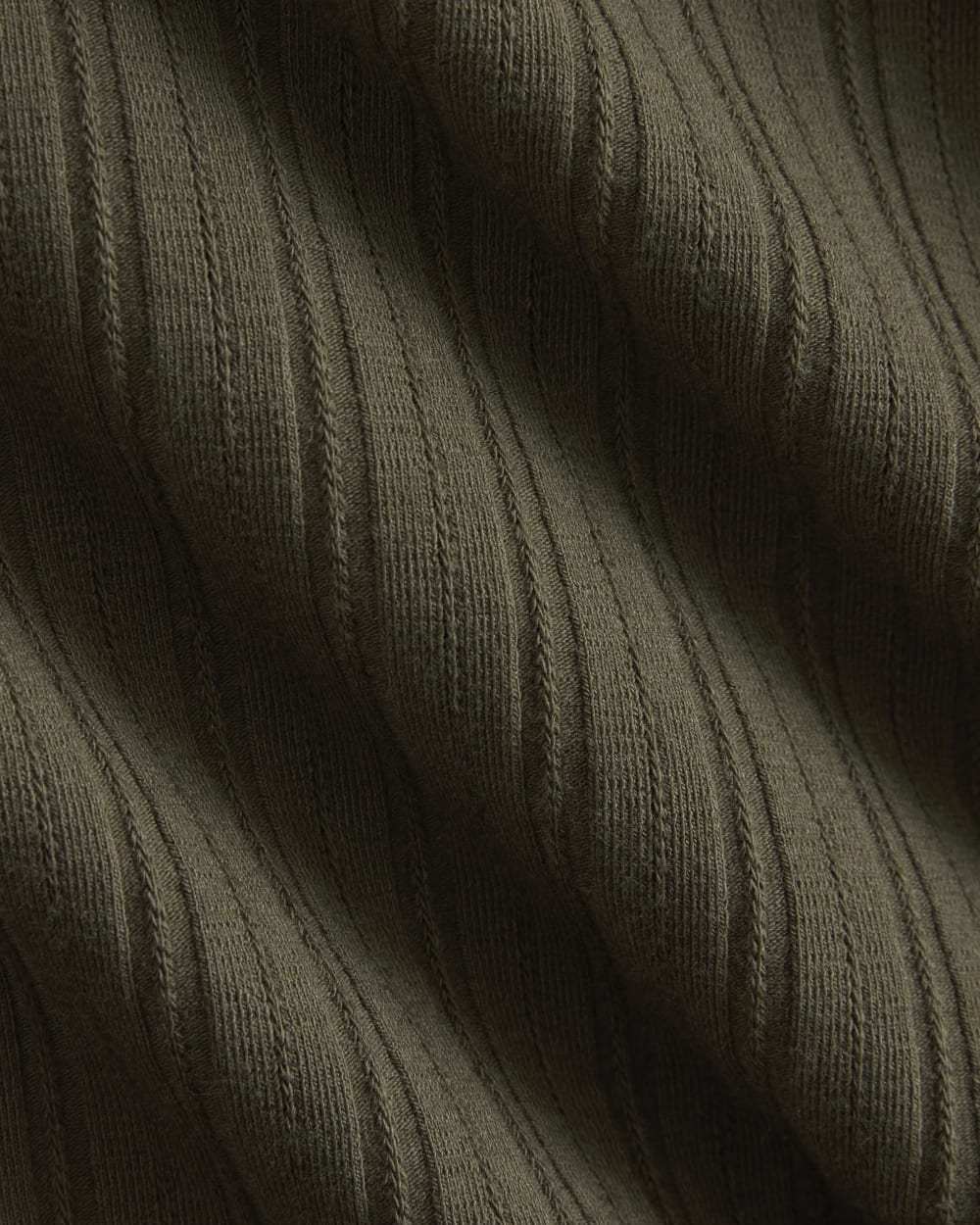 Racerback Tank in Pointelle in Olive Night — detail view