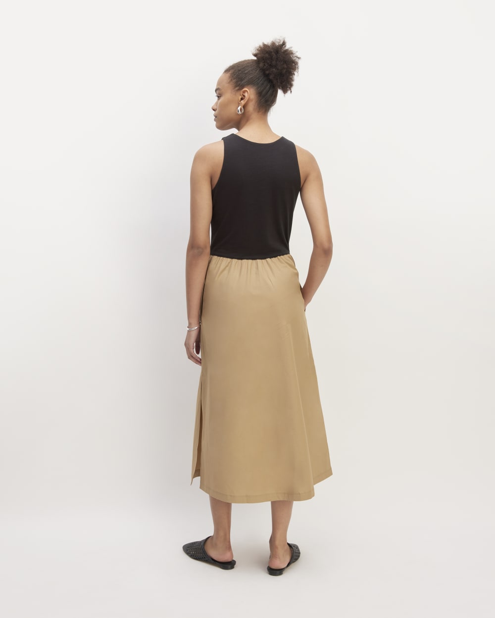 The Supima® High-Neck Riviera Dress in Black / Tiger's Eye — detail view
