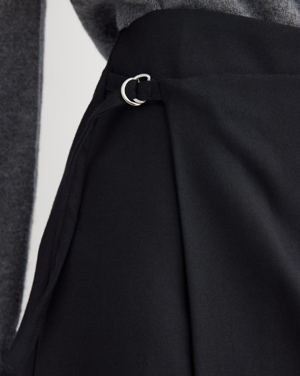 Wrap Mini Skort in Tailor Twill in Black — detail view