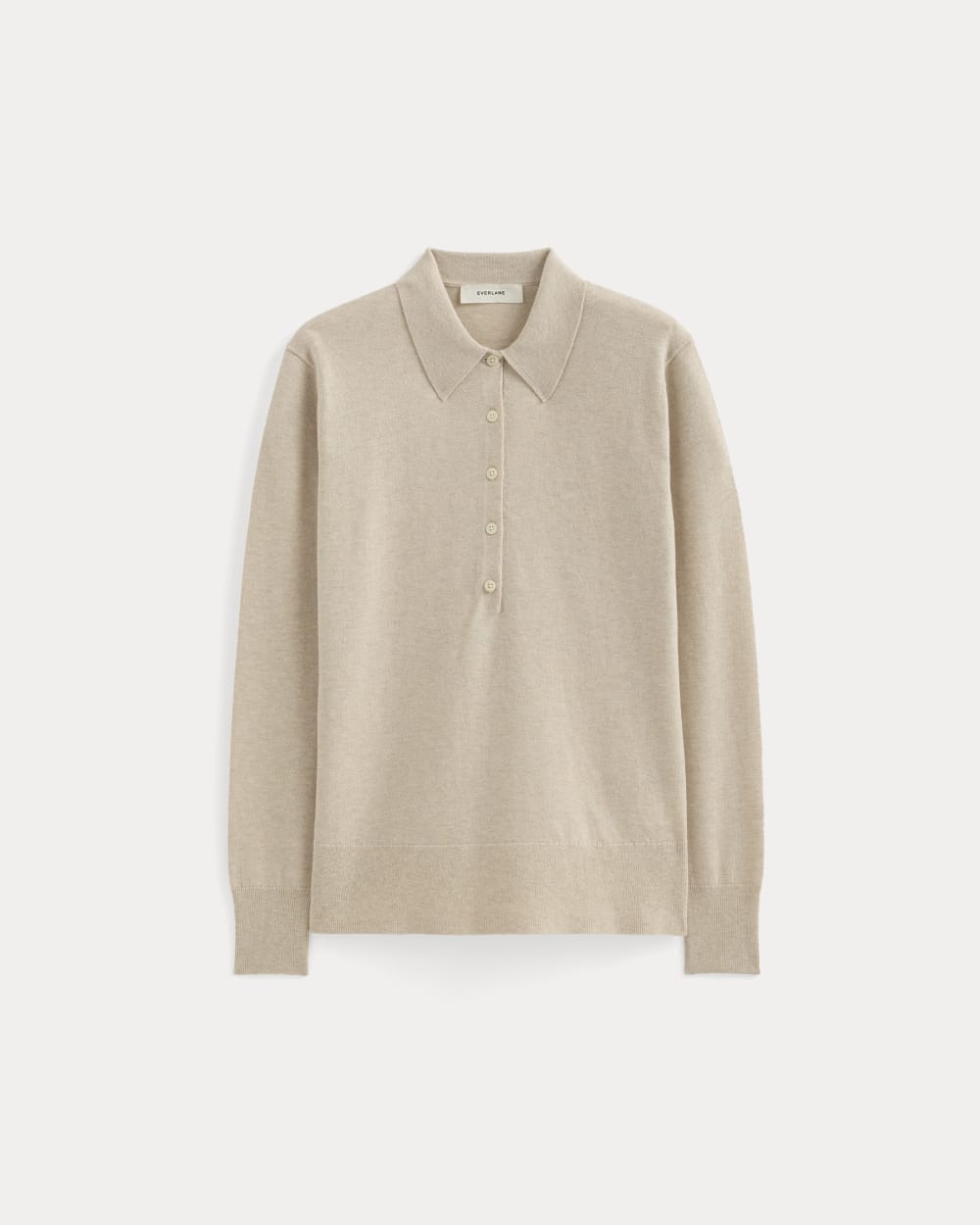 Oversized Polo Sweater in Cotton Merino in Heather Barley — alternate view