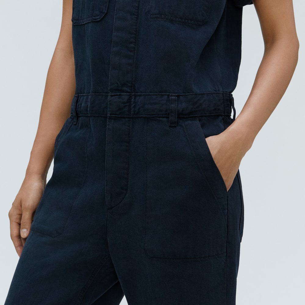 The Supersoft Jean Coverall in Ink Wash — detail view