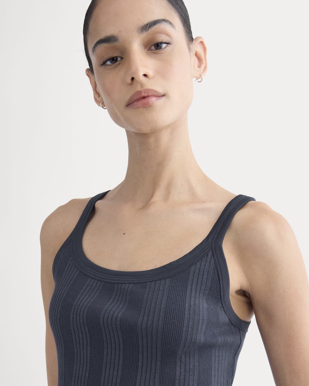 Lounge Rib Tank in Navy — detail view