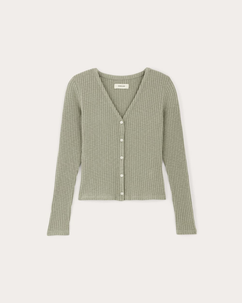 The Cozy Rib Cardigan in Sage Green — alternate view