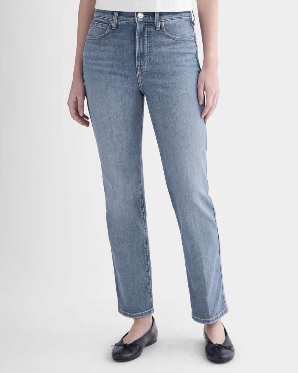 High-Rise Cigarette Jean in Medium Blue — detail view