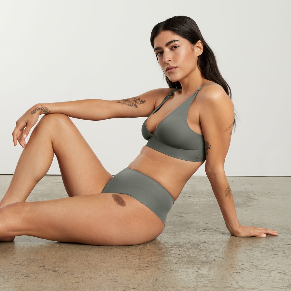 The Invisible High-Rise Thong in Pewter Green — detail view