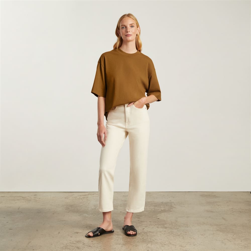 The Premium Weight Relaxed Tee in Tawny Brown — detail view