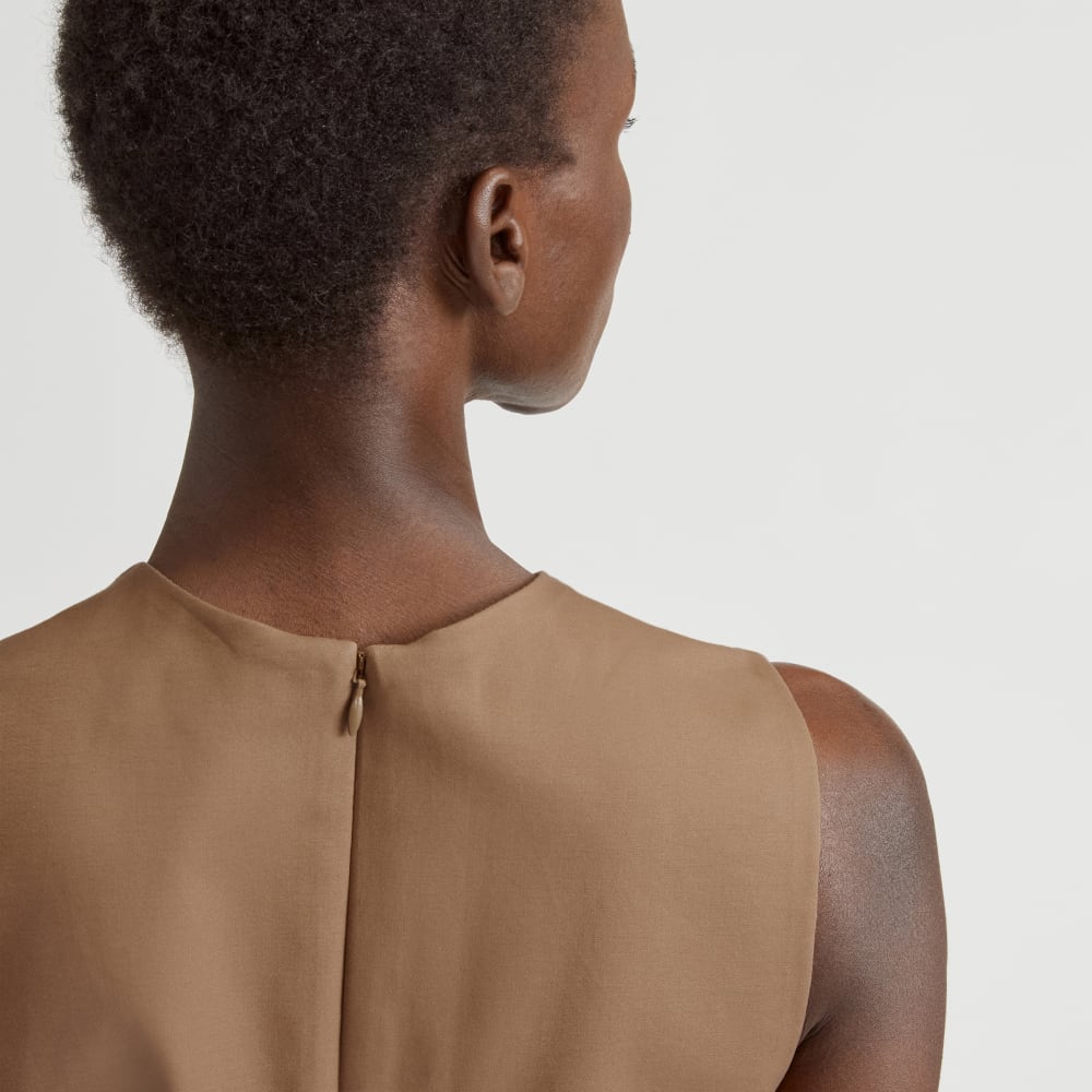 The Structured Cotton Jumpsuit in Toasted Coconut — detail view