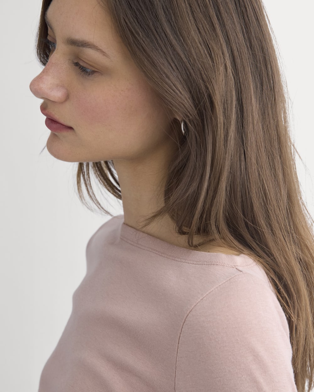 Tissue Boatneck Top in Dusty Rose — detail view