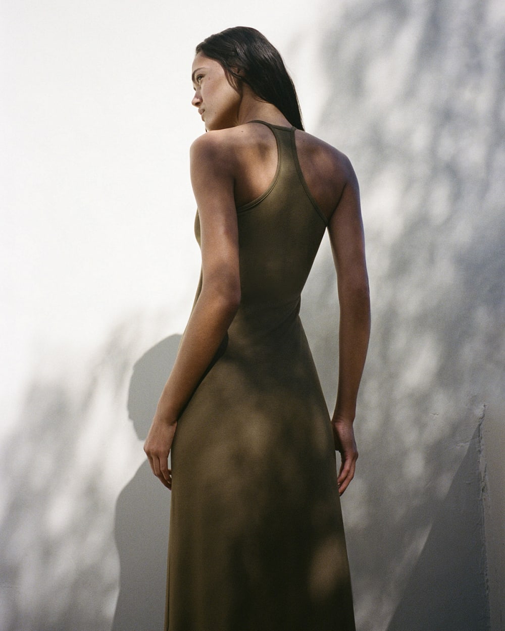 Racerback Maxi Knit Dress in Beech — detail view