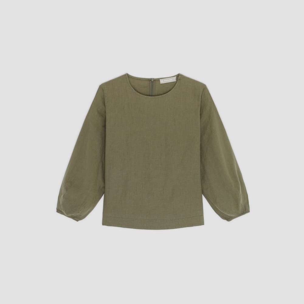 The Linen Long-Sleeve Top in Kalamata — alternate view