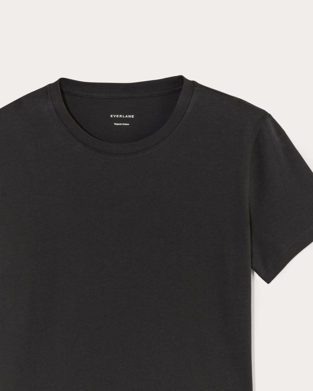 The Box-Cut Tee in Essential Cotton in Black — detail view