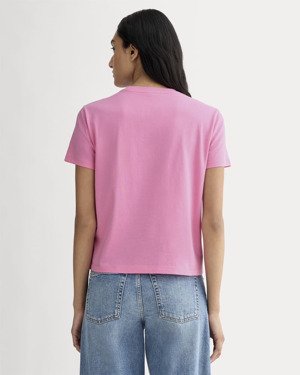 The Box-Cut Tee in Essential Cotton in Deep Pink — detail view